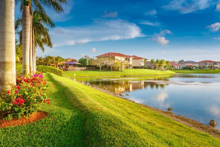 florida houses lake landscape